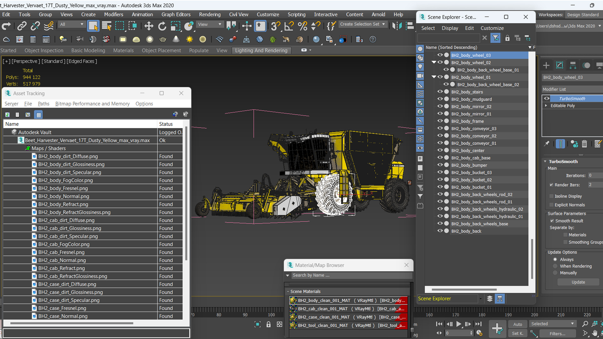 Beet Harvester Vervaet 17T Dusty Yellow 3D model