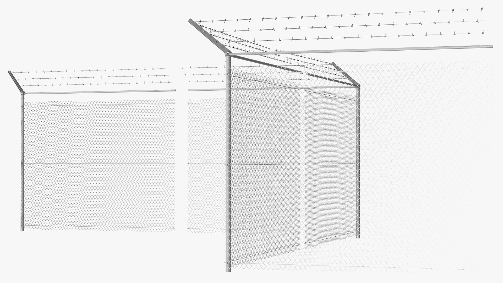 3D Barbed Wire Mesh Fence Sections