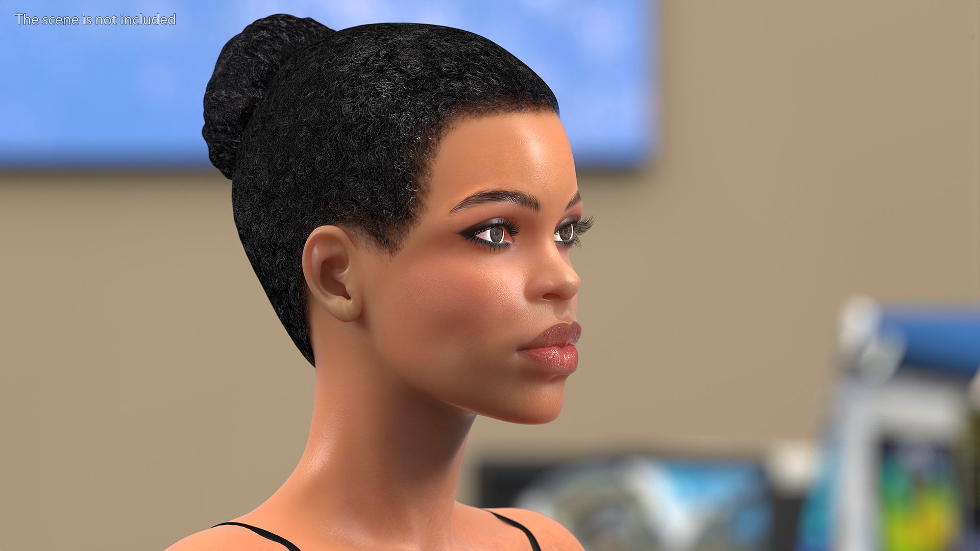 3D model Afro American Woman Head Light Skin