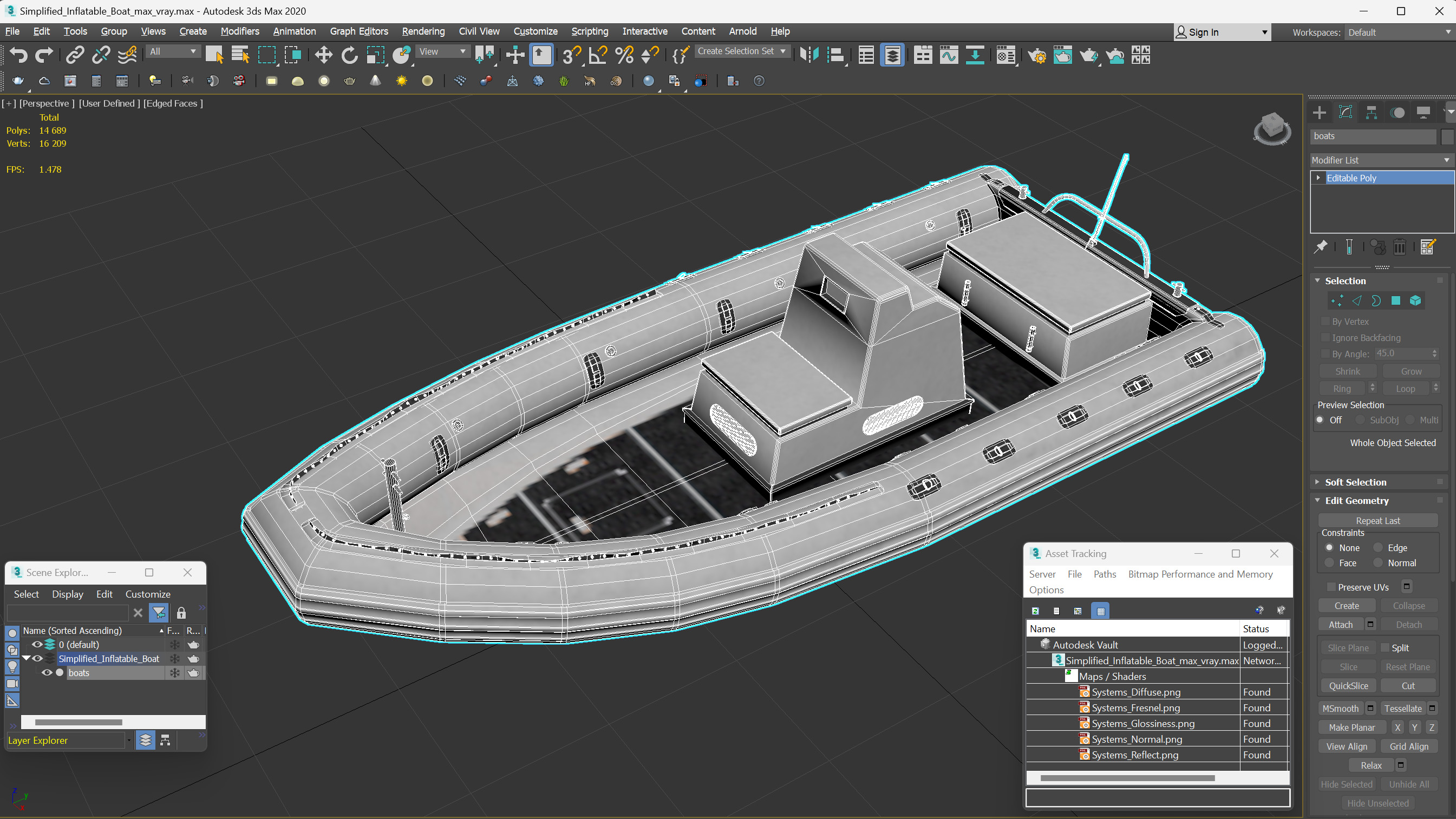 3D Simplified Inflatable Boat