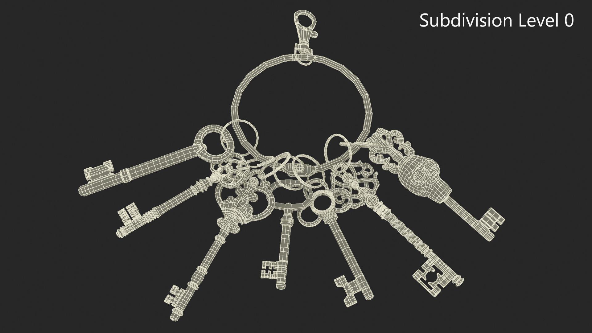 3D Skeleton Keys Bunch Silver