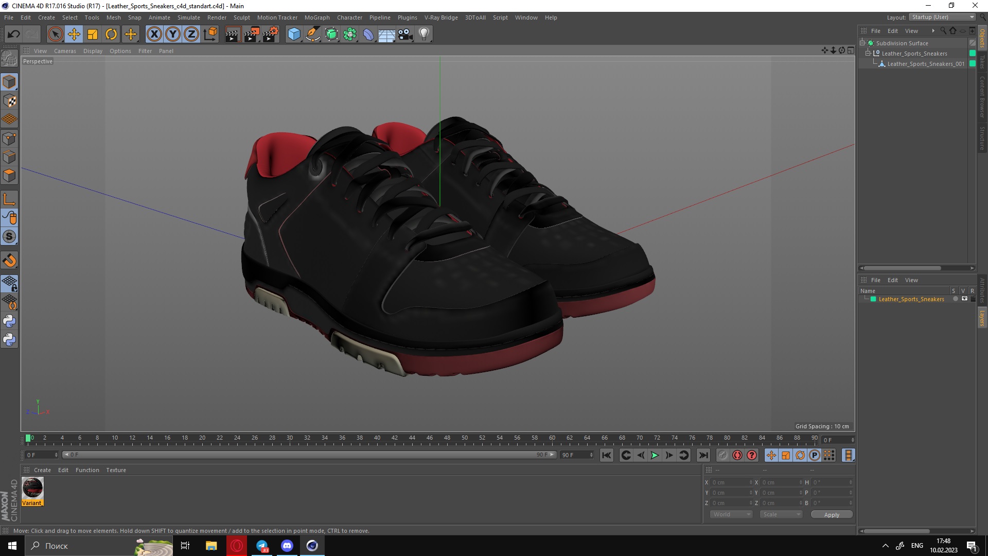 3D Leather Sports Sneakers model