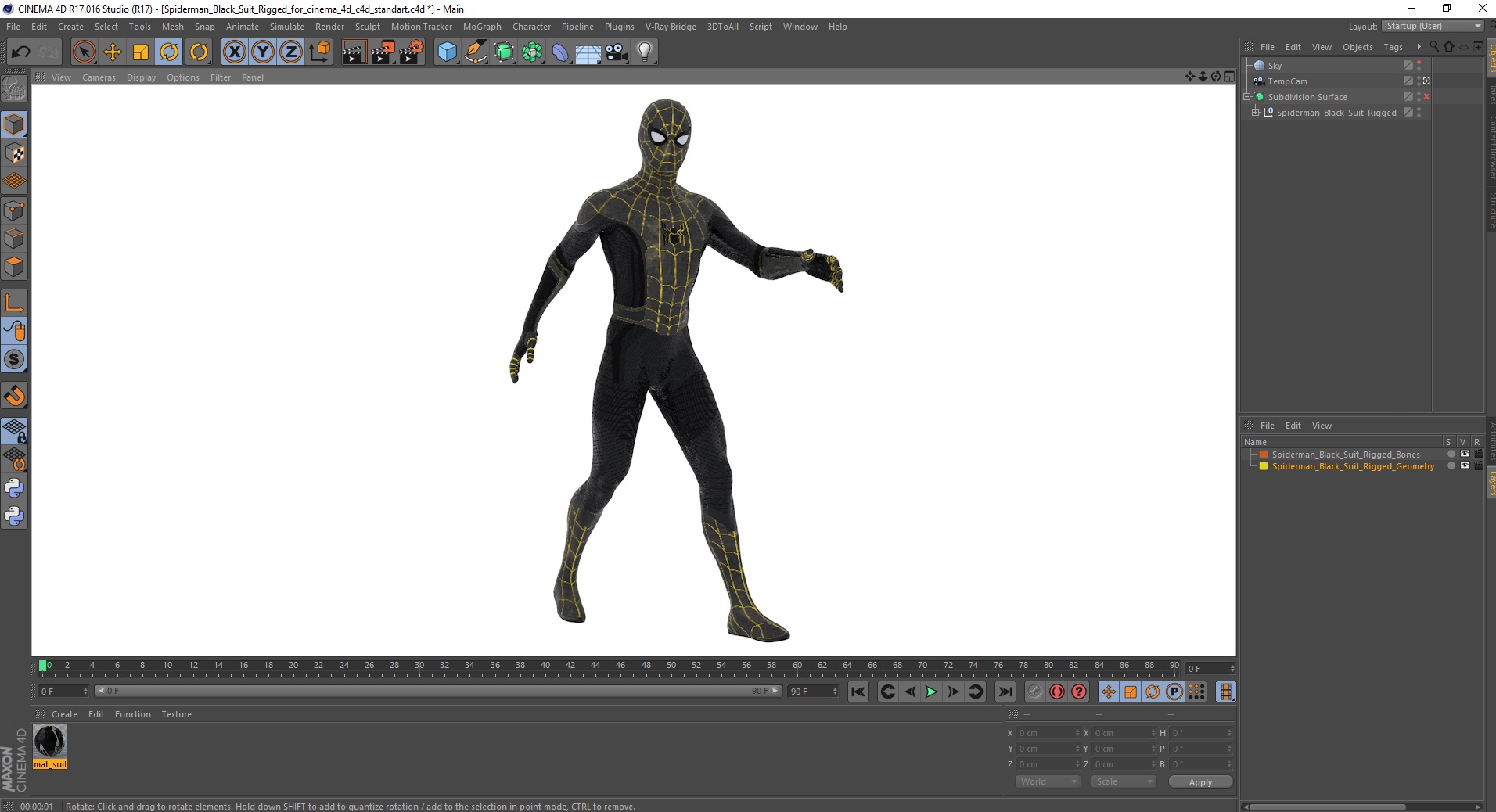 3D Spiderman Black Suit Rigged for Cinema 4D