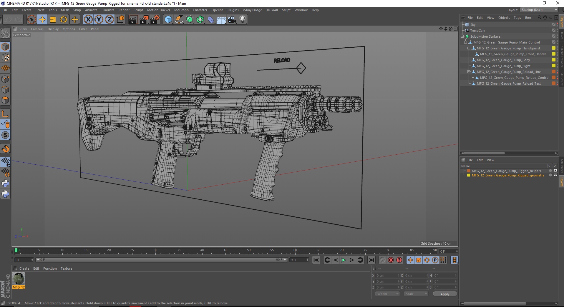 MFG 12 Green Gauge Pump Rigged for Cinema 4D 3D model