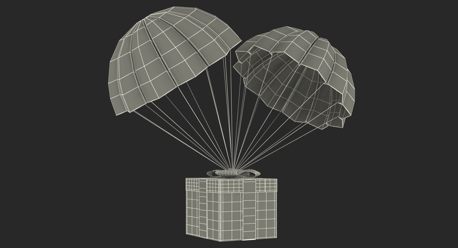 3D Twin Parachute Gift Box model