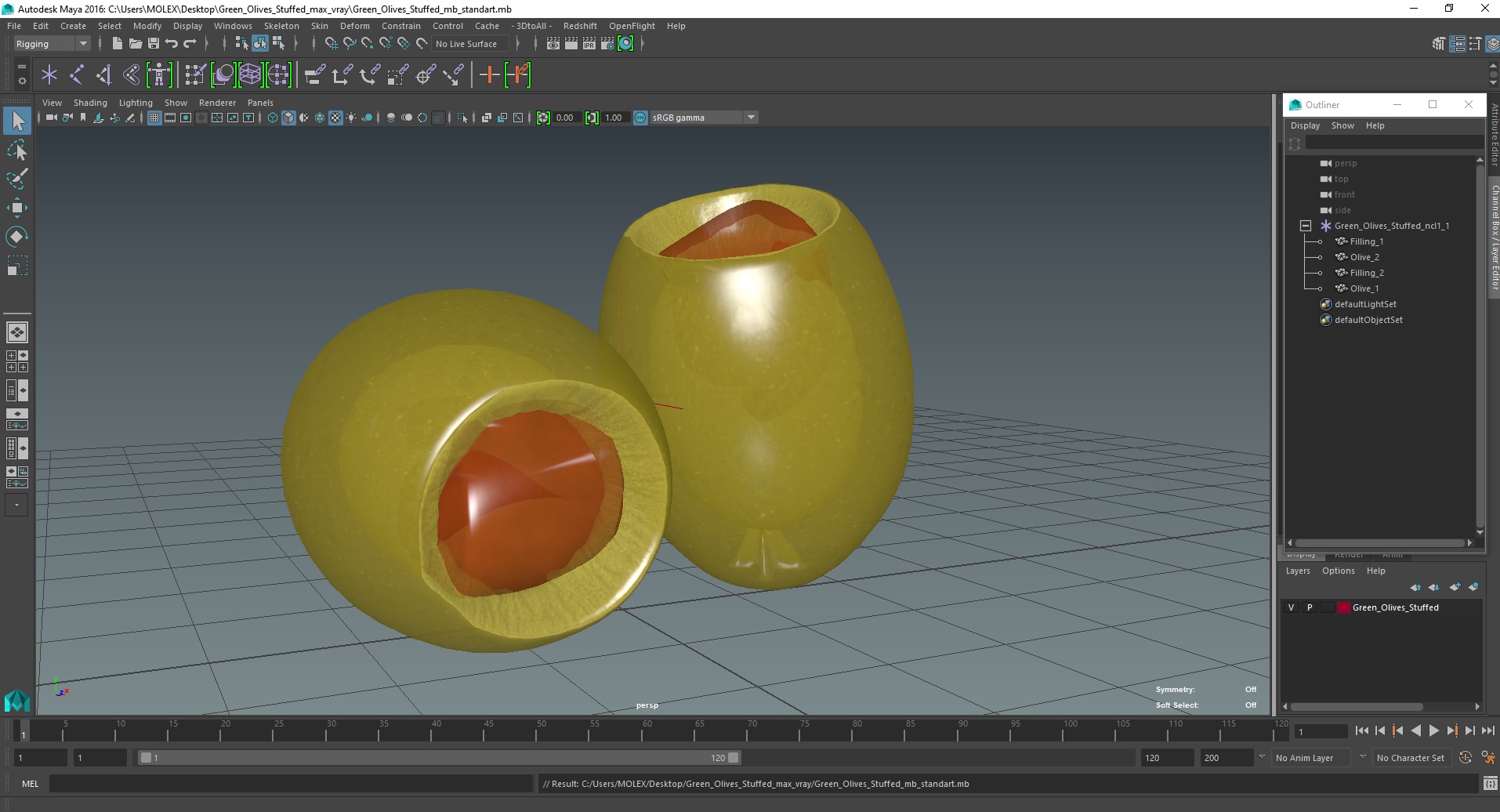 3D model Green Olives Stuffed