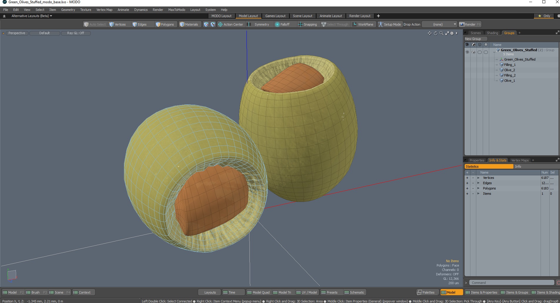 3D model Green Olives Stuffed