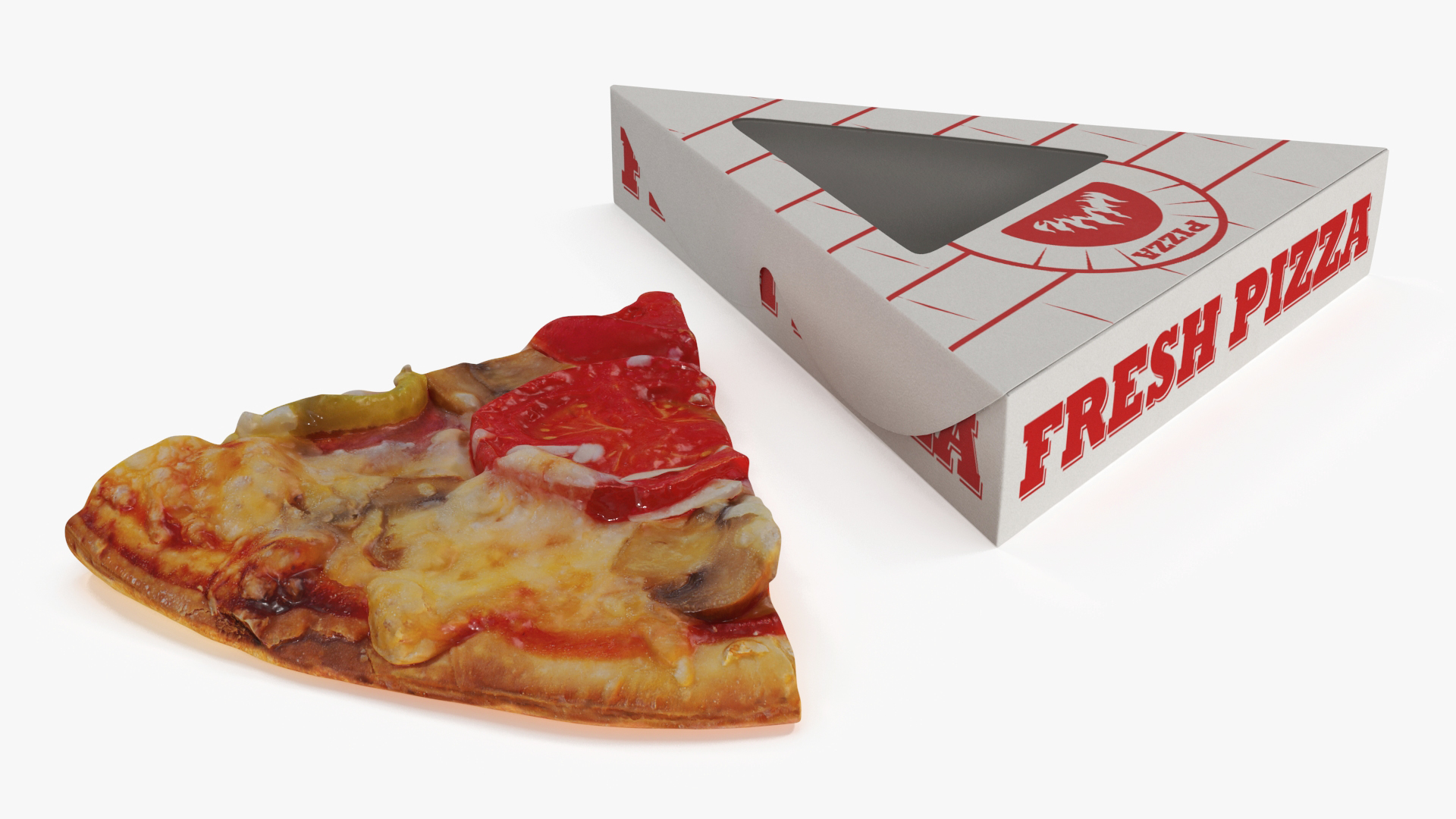 Pizza Slice in Triangle Cardboard Box 3D