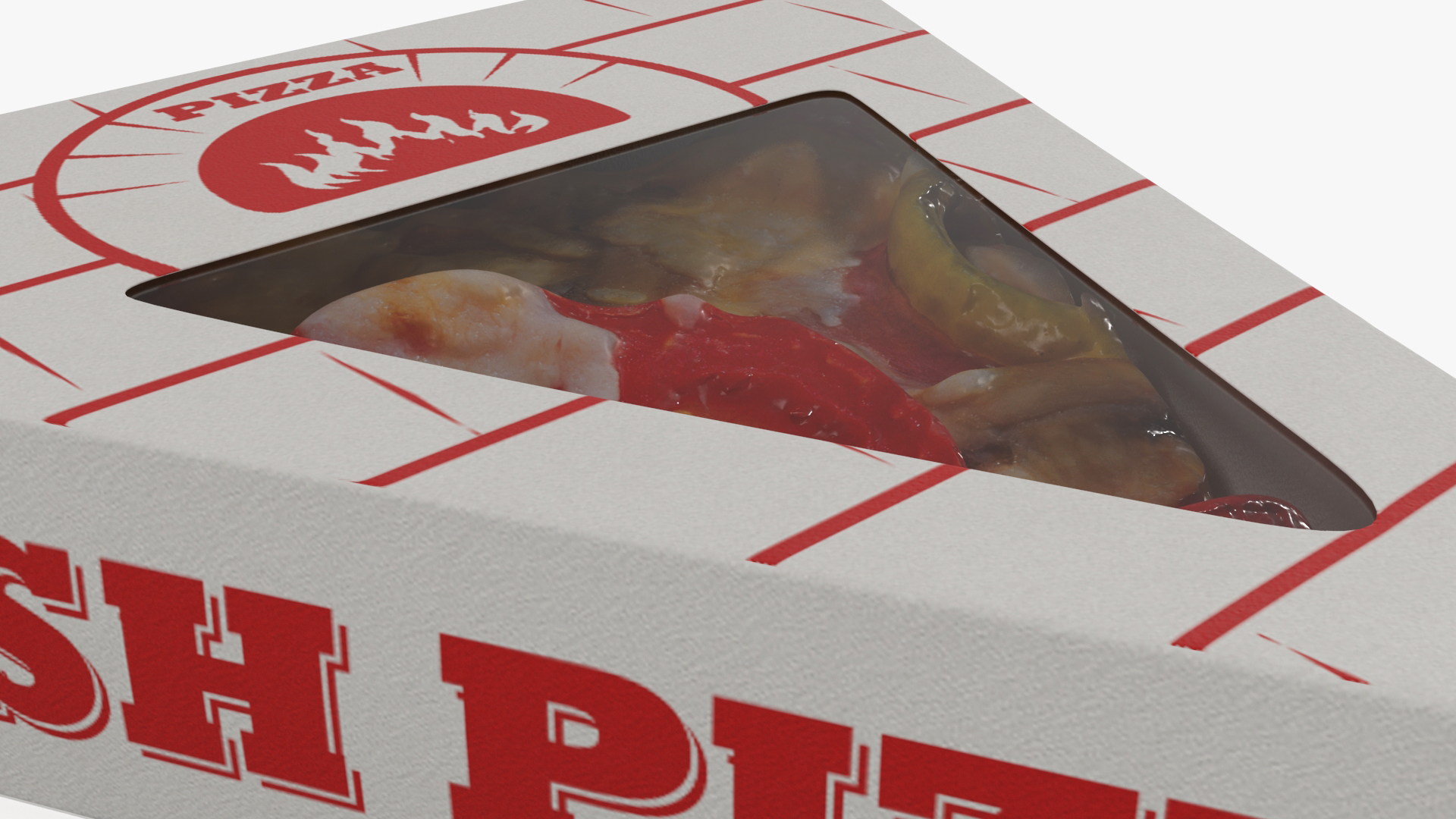 Pizza Slice in Triangle Cardboard Box 3D