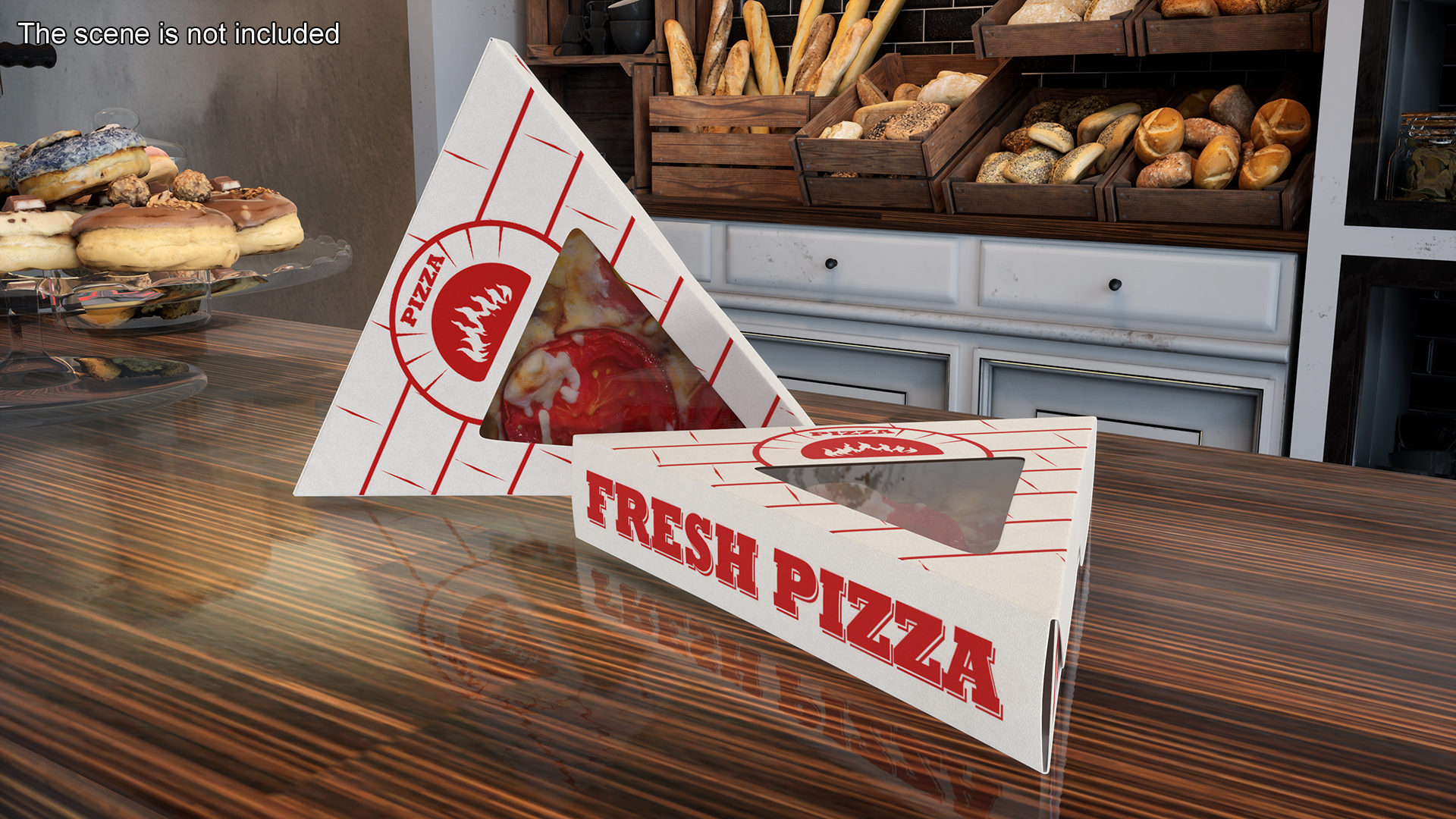 Pizza Slice in Triangle Cardboard Box 3D