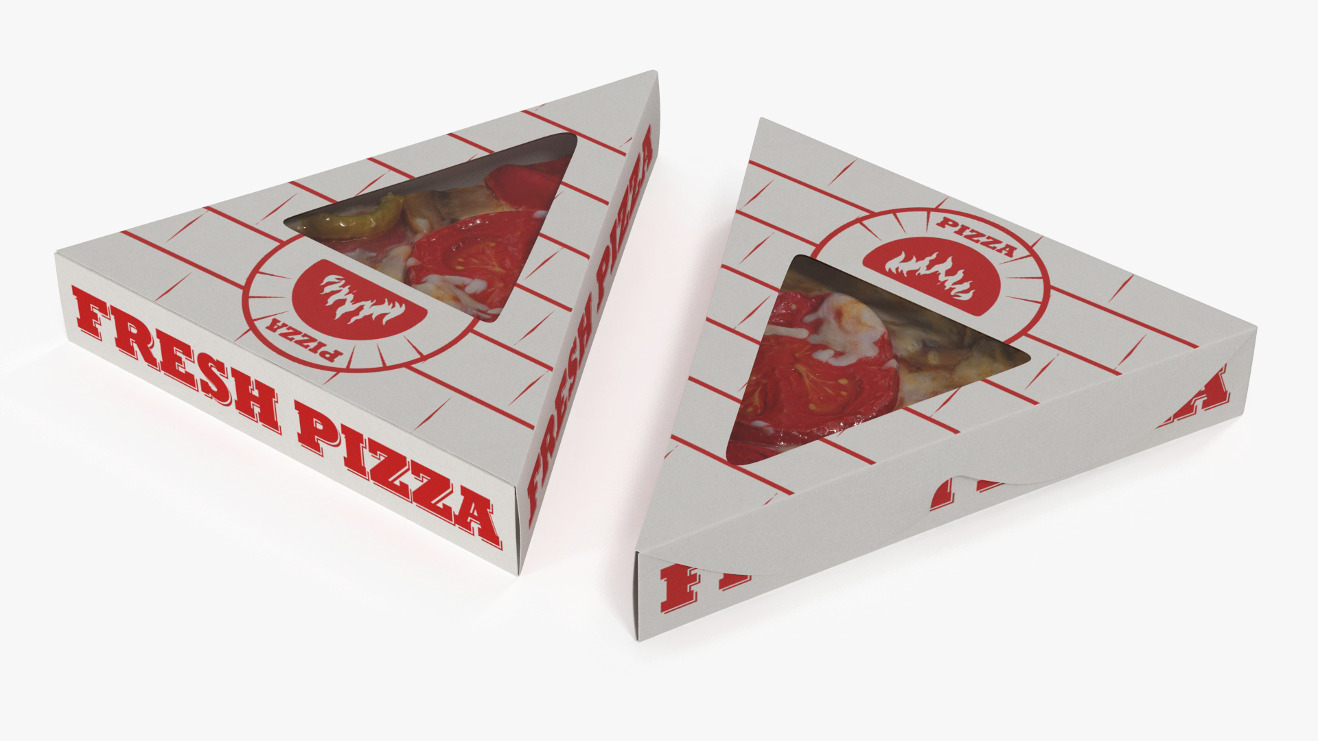 Pizza Slice in Triangle Cardboard Box 3D