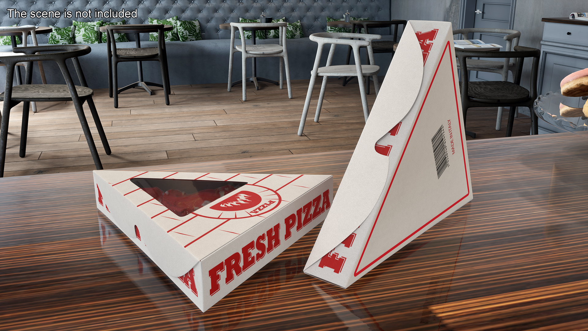 Pizza Slice in Triangle Cardboard Box 3D