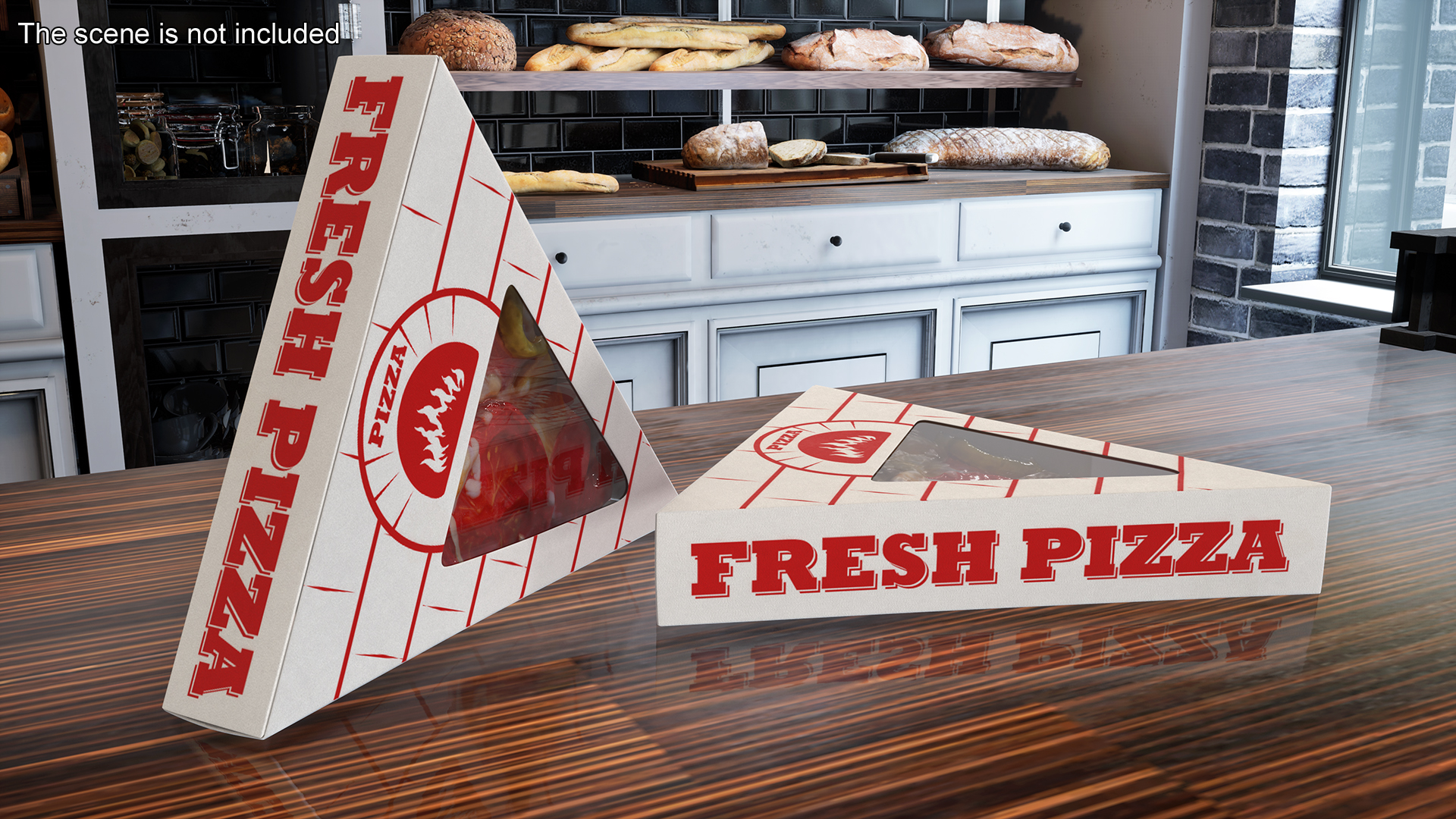 Pizza Slice in Triangle Cardboard Box 3D