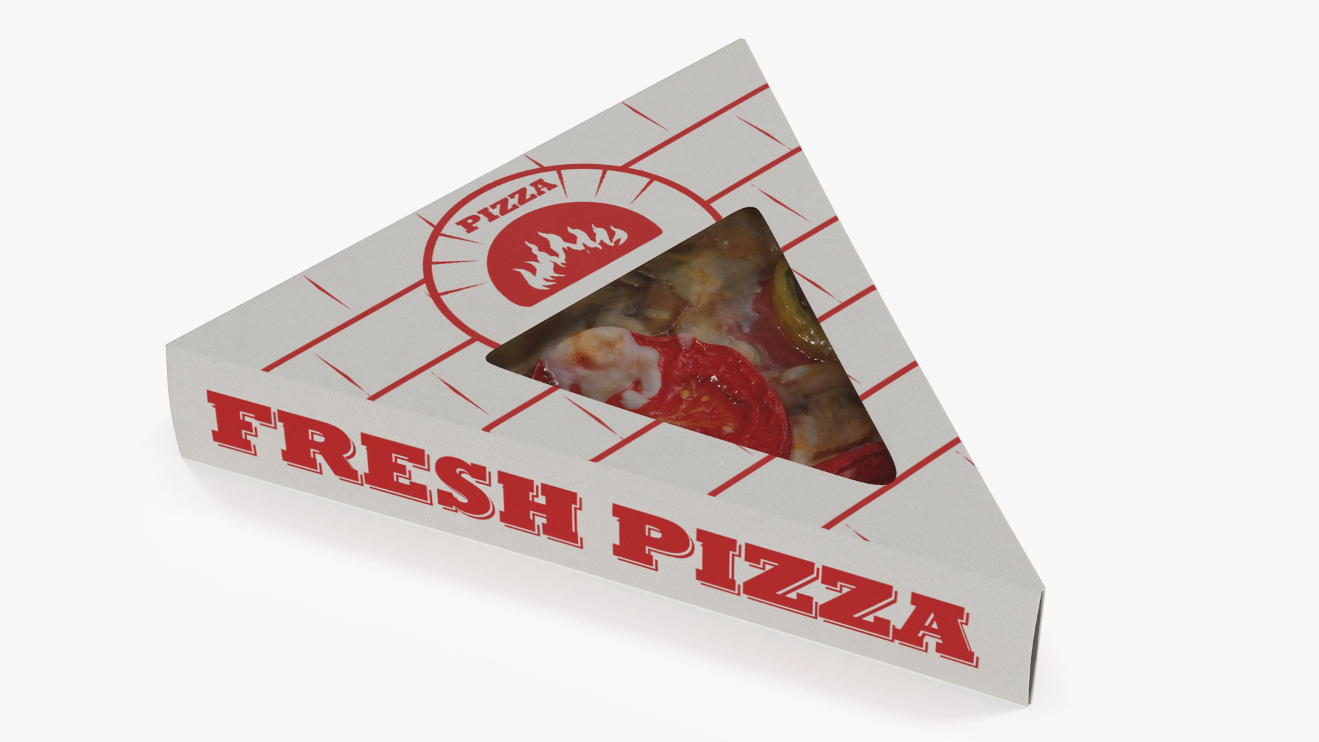 Pizza Slice in Triangle Cardboard Box 3D