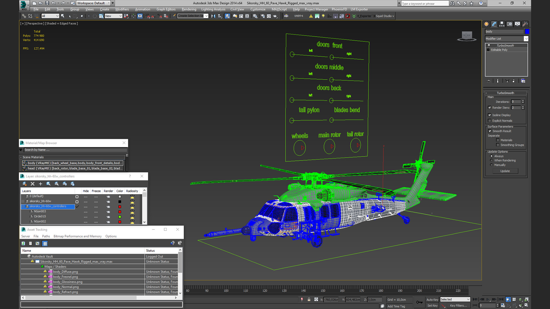 3D Sikorsky HH 60 Pave Hawk Rigged