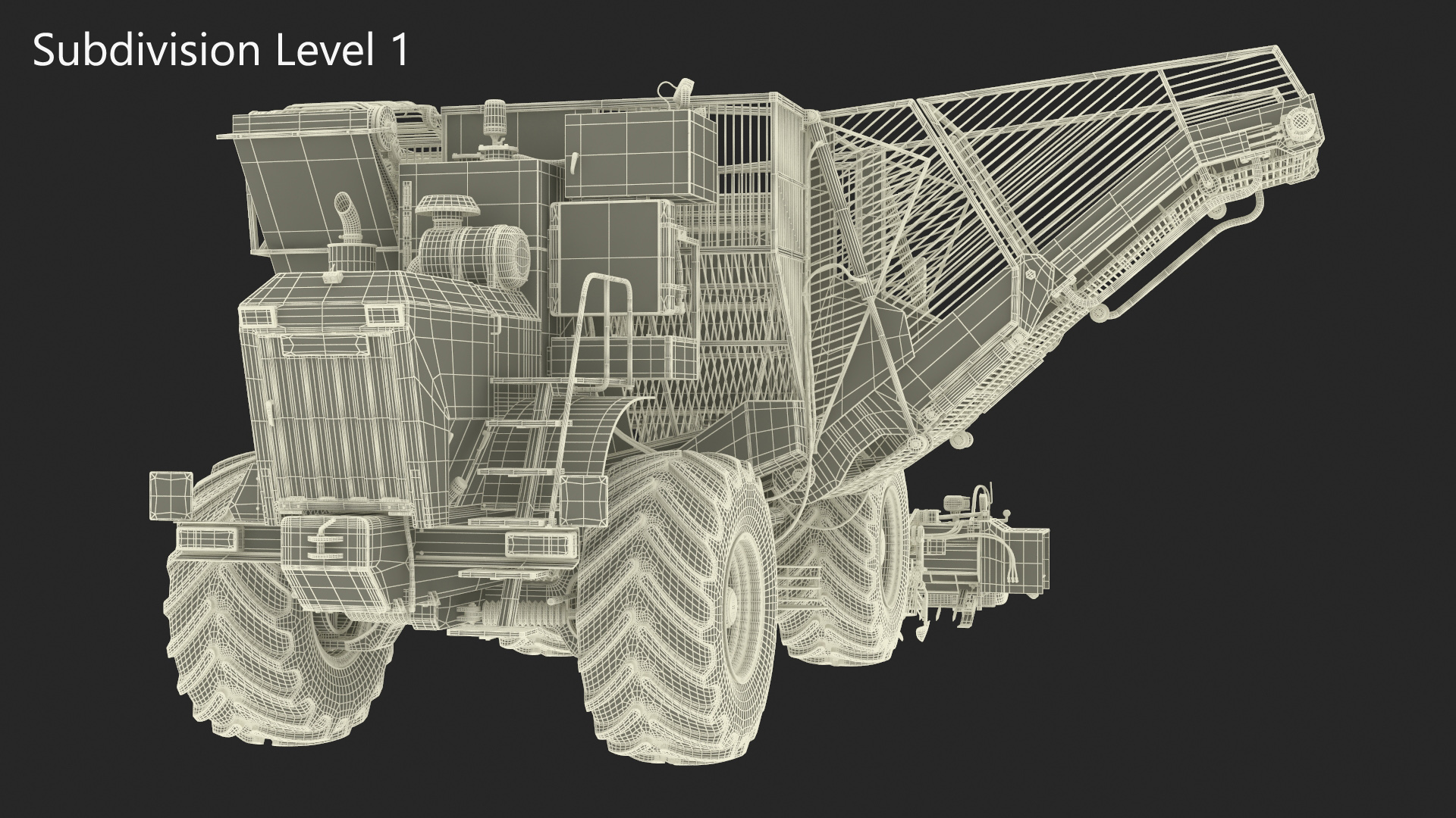 Agricultural Beet Harvester Machine Yellow Rigged 3D model