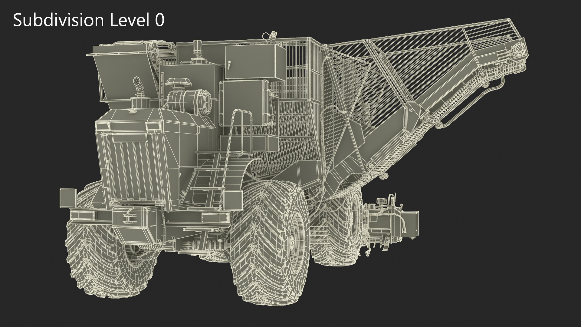 Agricultural Beet Harvester Machine Yellow Rigged 3D model