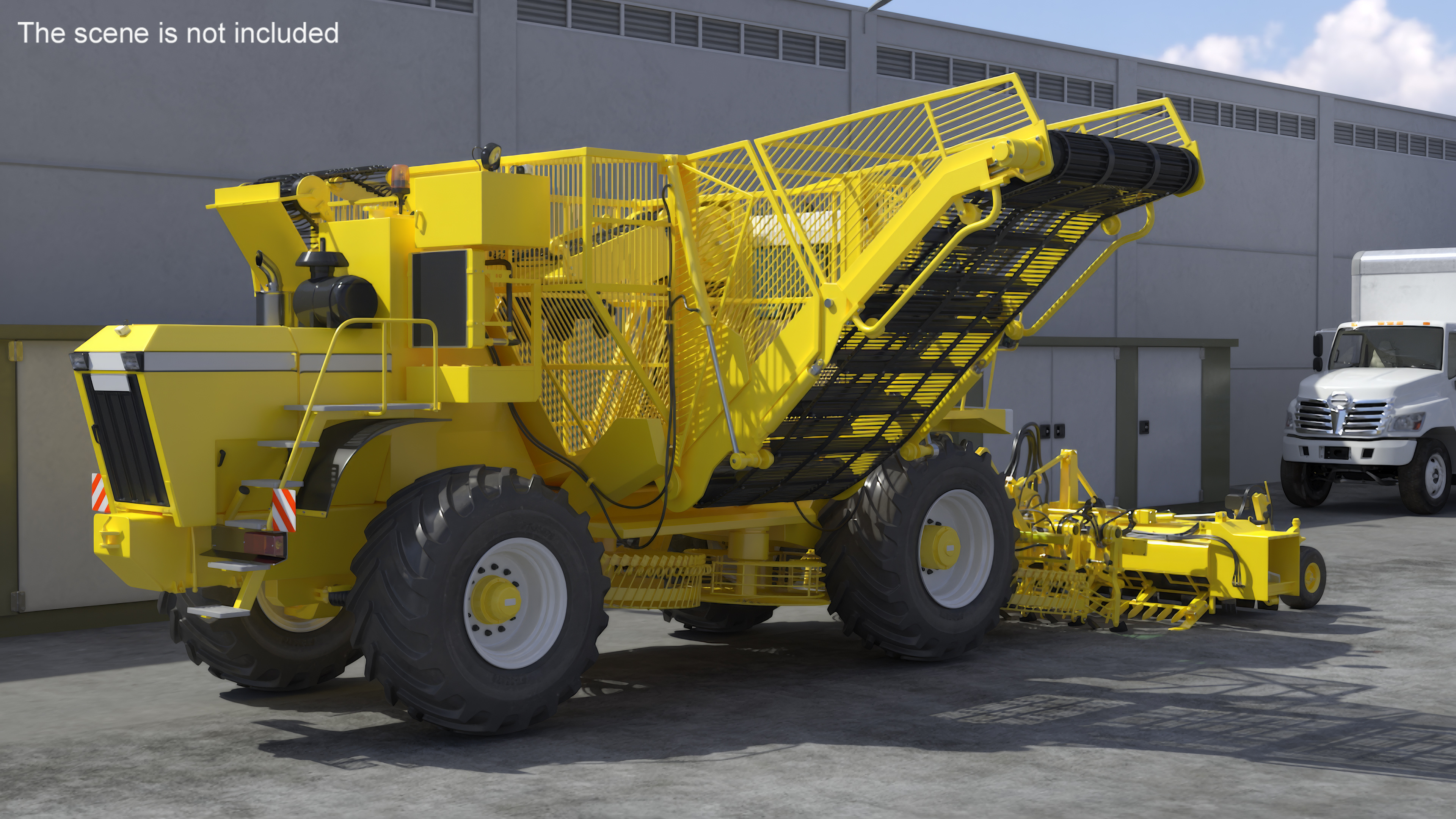 Agricultural Beet Harvester Machine Yellow Rigged 3D model