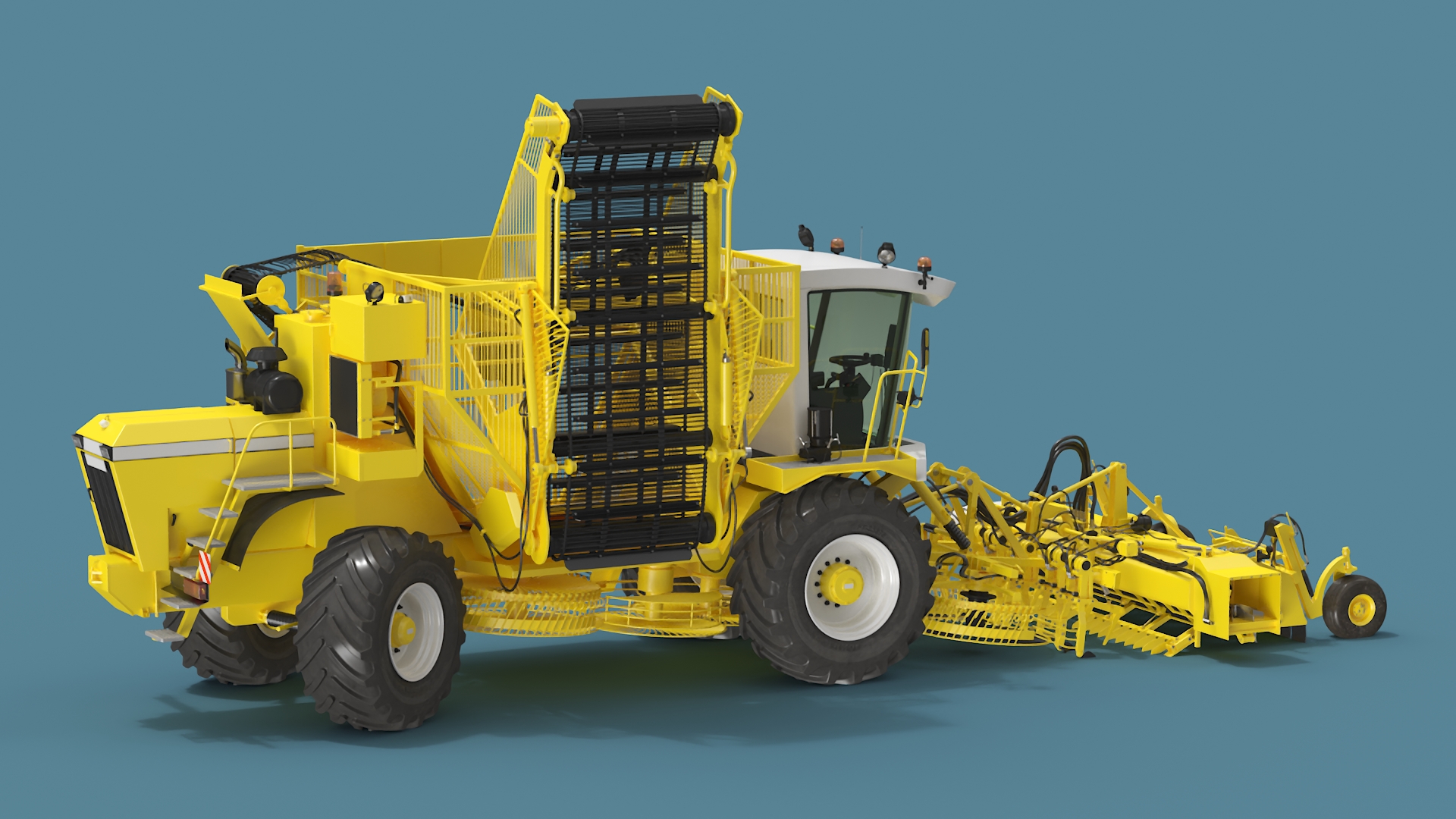 Agricultural Beet Harvester Machine Yellow Rigged 3D model