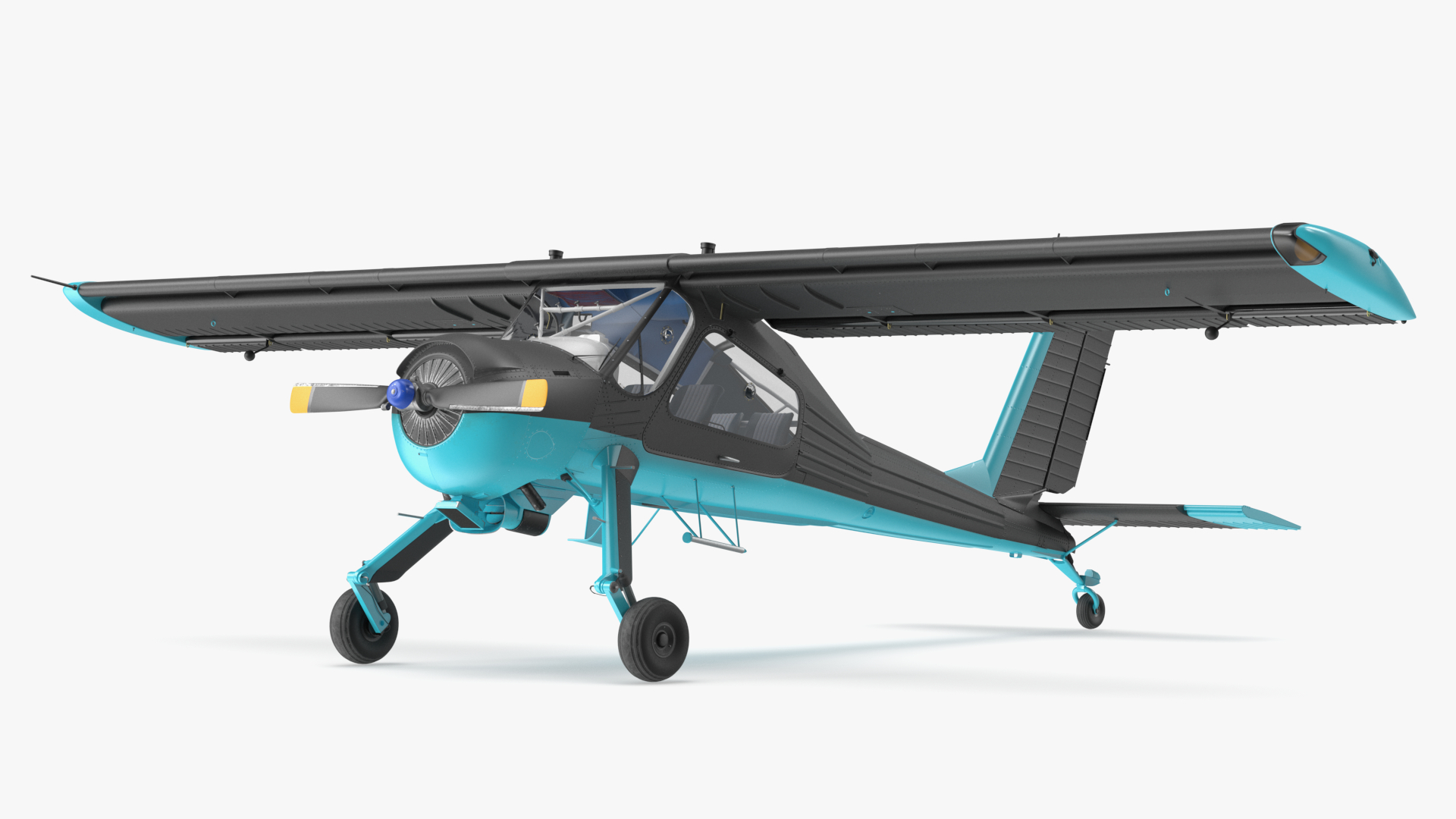 3D American Light Aircraft Black Rigged