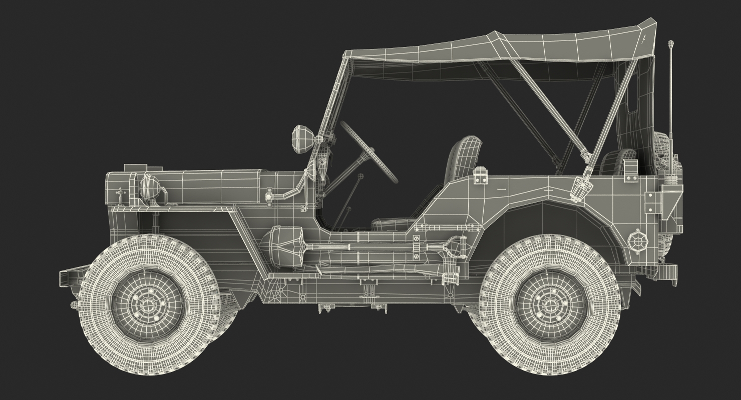 3D model Jeep Willys 1944 Convertible Rigged