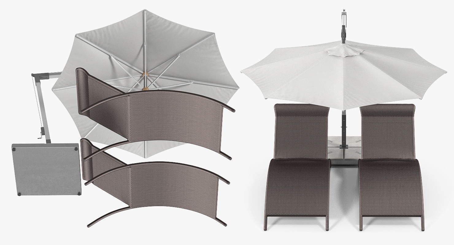 3D model Sun Lounge Chairs and Umbrella