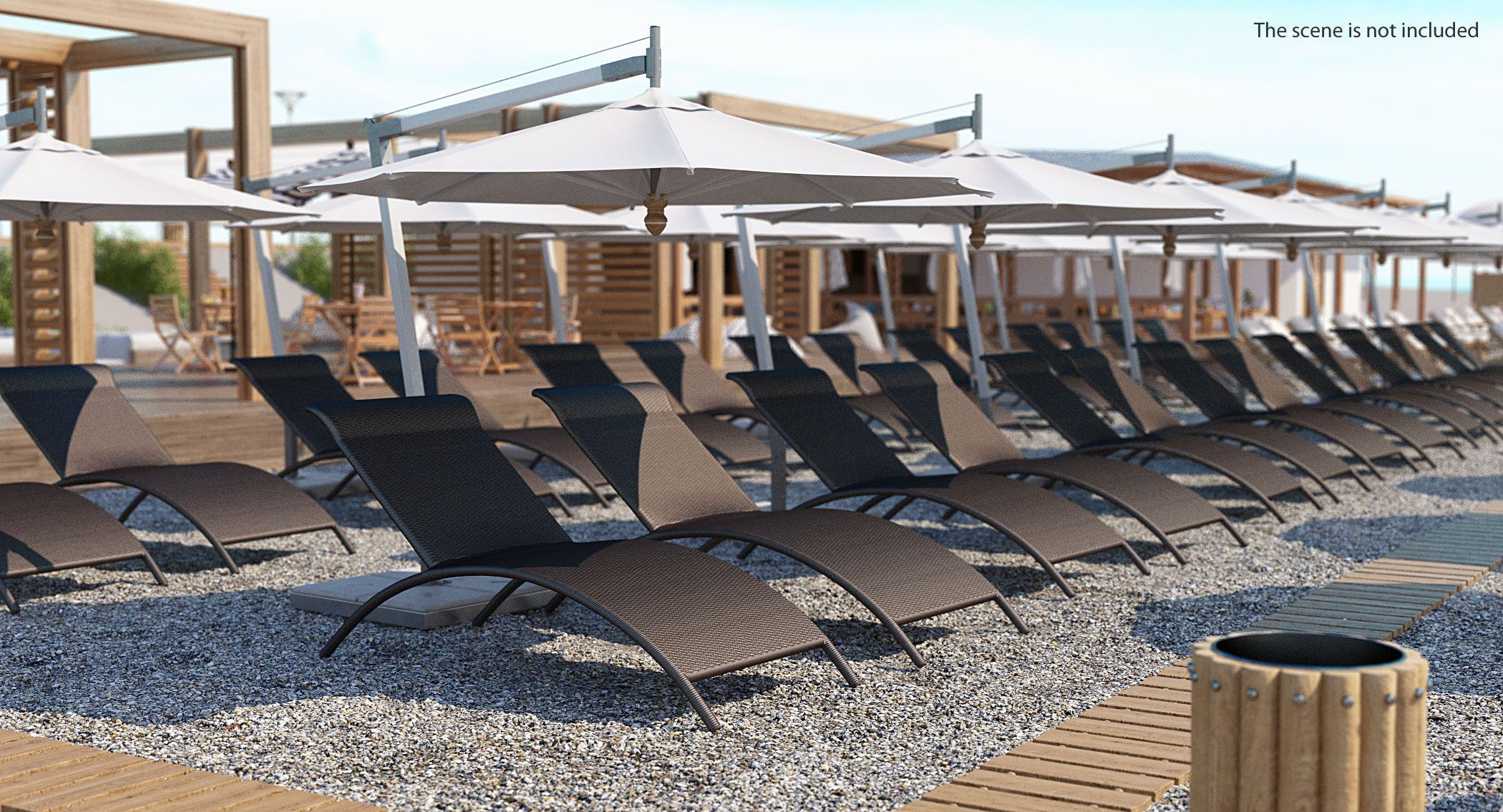 3D model Sun Lounge Chairs and Umbrella