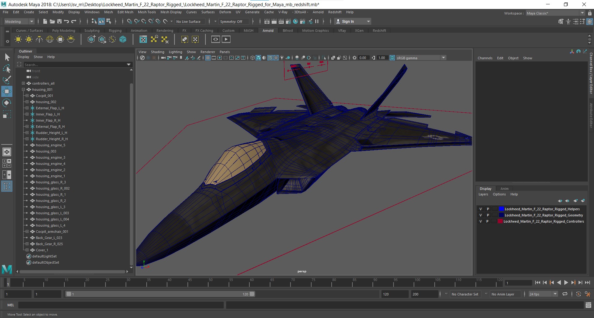 3D Lockheed Martin F 22 Raptor Rigged for Maya model