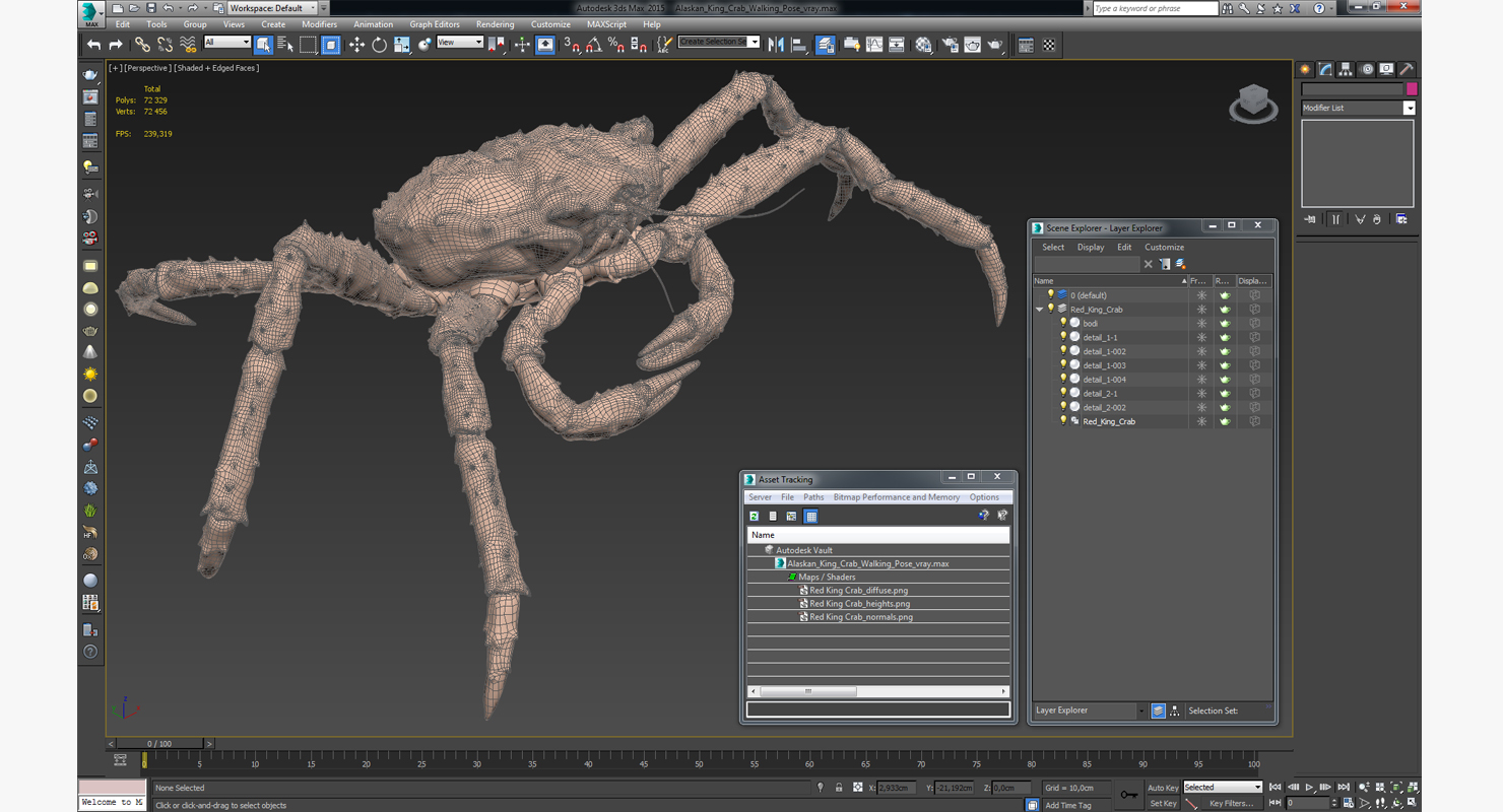 3D model Alaskan King Crab Walking Pose