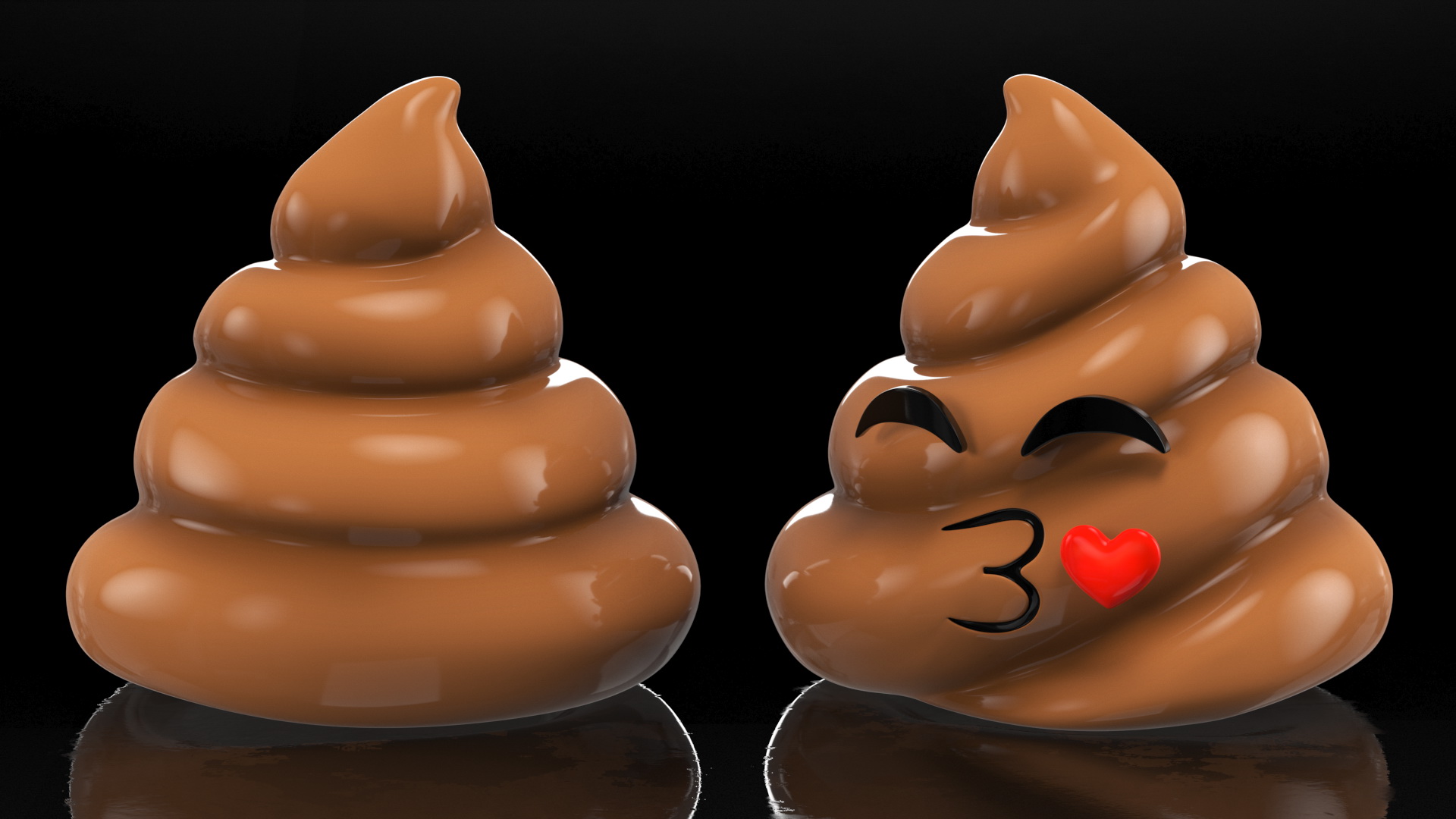 Kissing Face Poop Emoji Smile 3D model