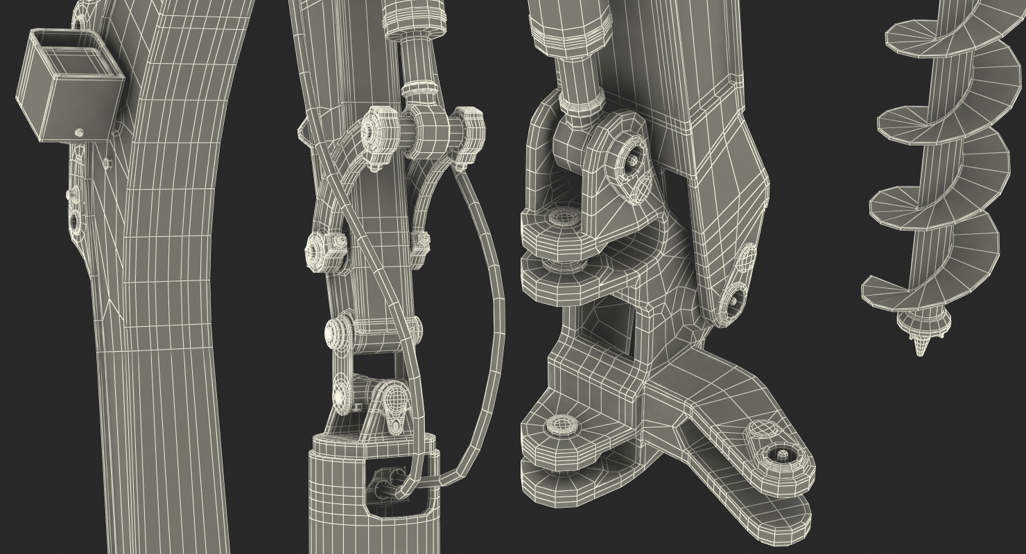 3D JCB Earth Drill X2500 Rigged model