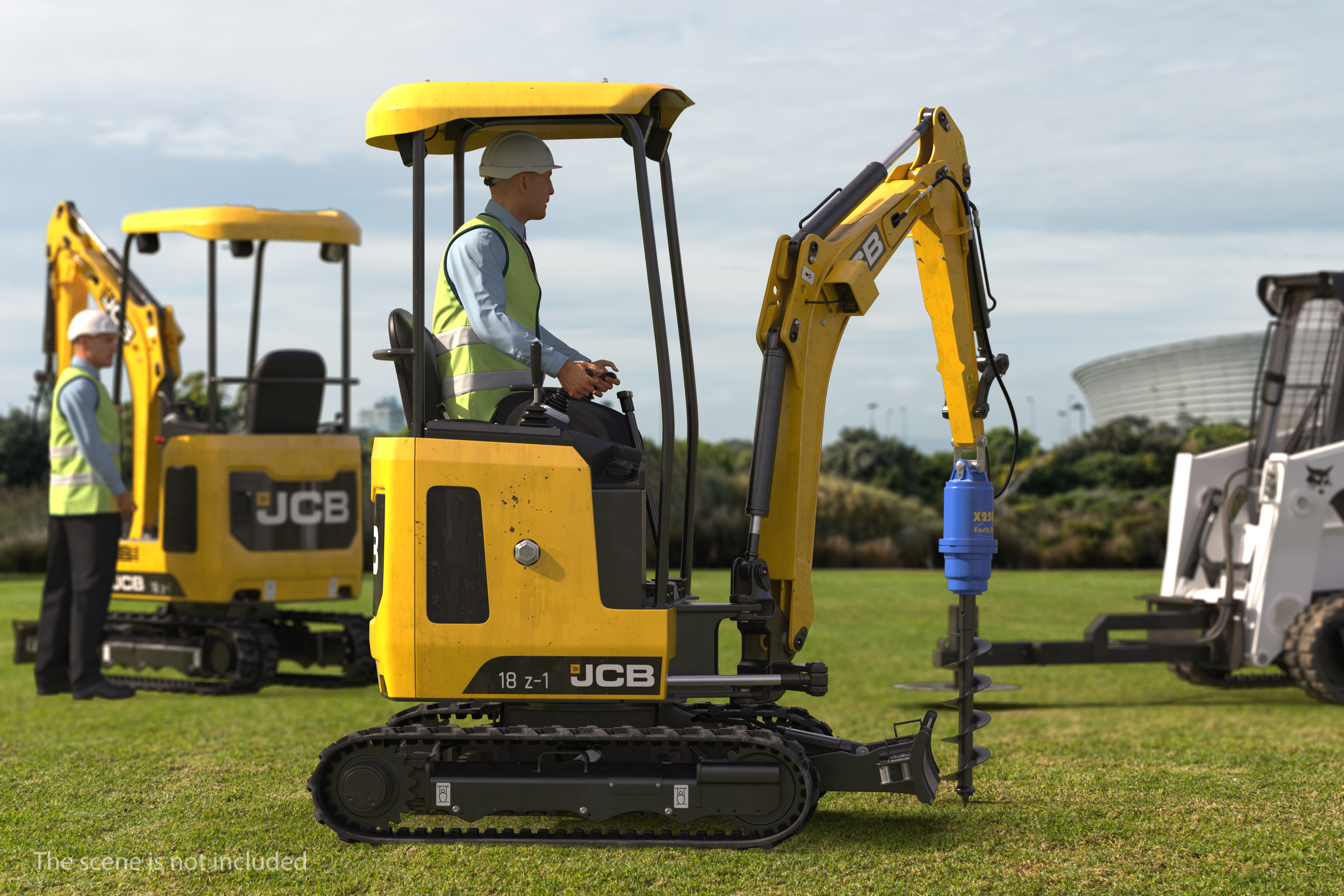 3D JCB Earth Drill X2500 Rigged model