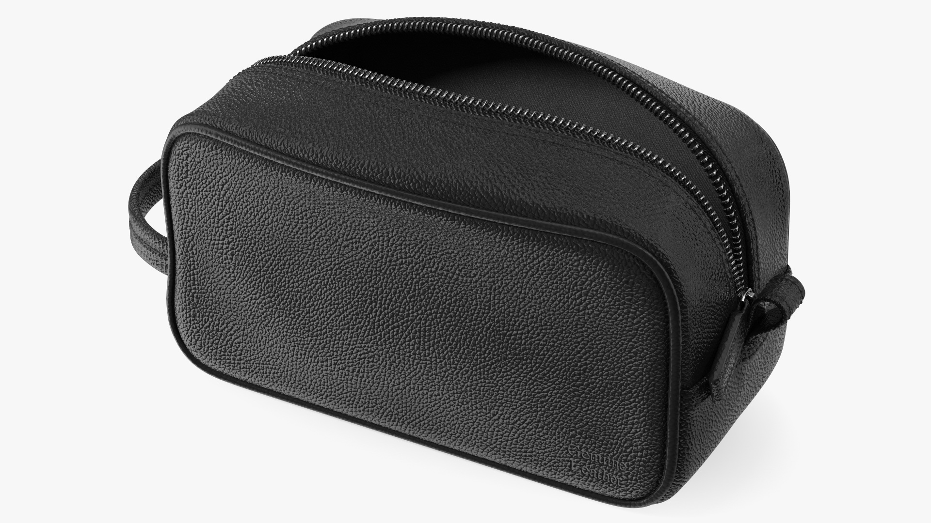 3D Open Cosmetic Bag Leather Black