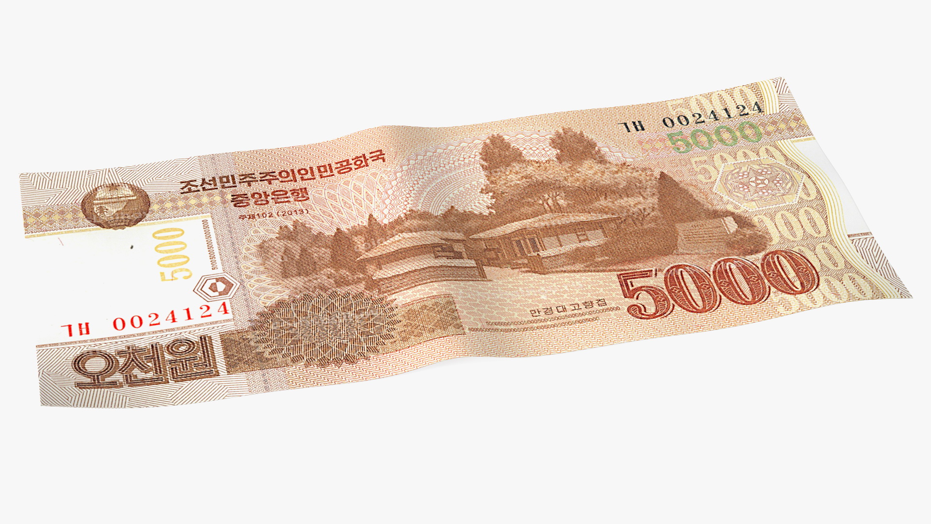 North Korea 5000 Won Banknote 2013 3D model