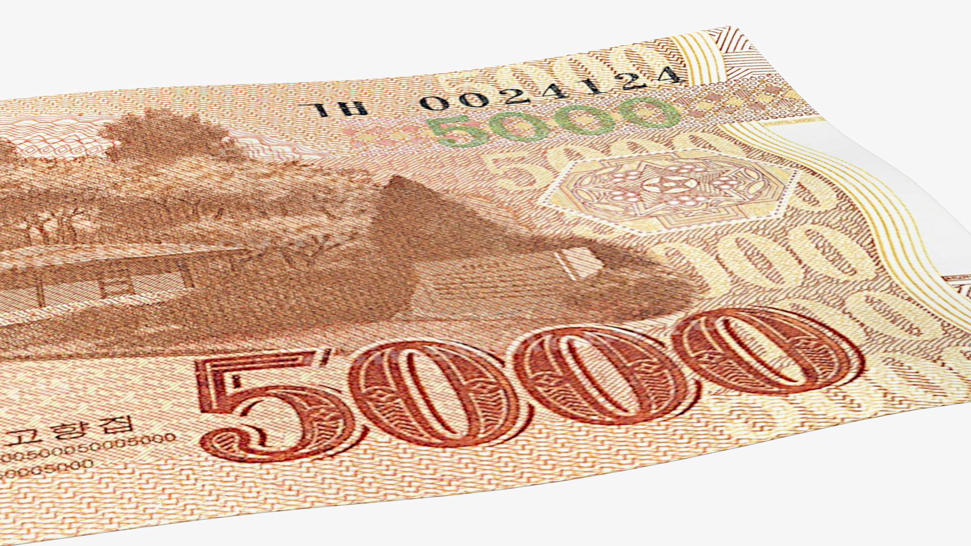 North Korea 5000 Won Banknote 2013 3D model