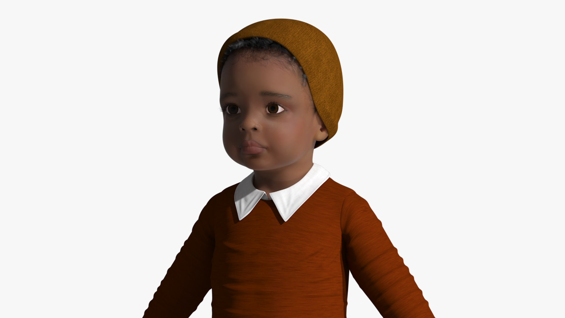 Black Baby Boy Light Skinned Outdoor Style A-Pose 3D model