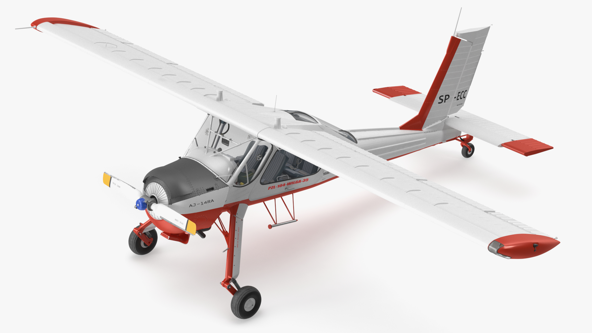 Utility Airplane PZL 104 Wilga White Rigged for Maya 3D