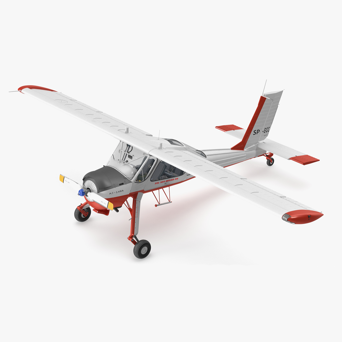 Utility Airplane PZL 104 Wilga White Rigged for Maya 3D