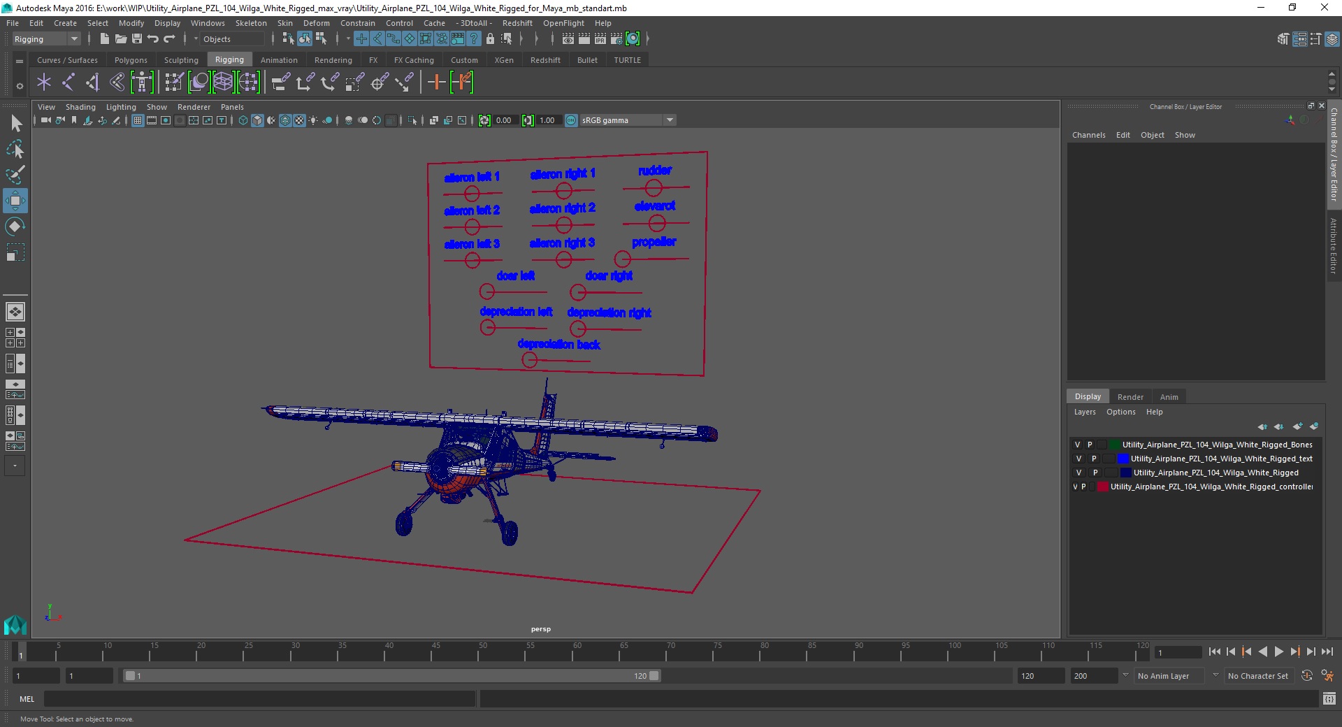 Utility Airplane PZL 104 Wilga White Rigged for Maya 3D