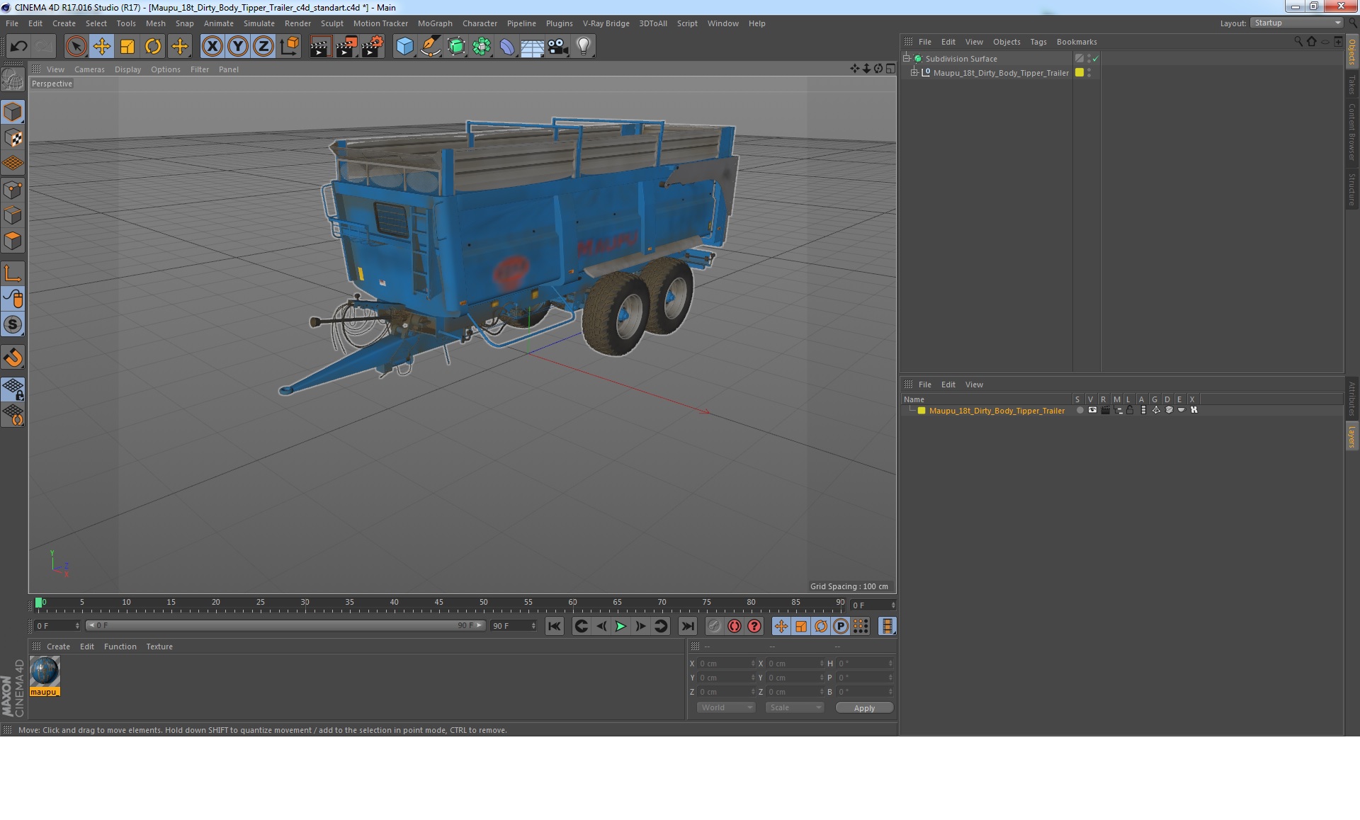 3D model Maupu 18t Dirty Body Tipper Trailer