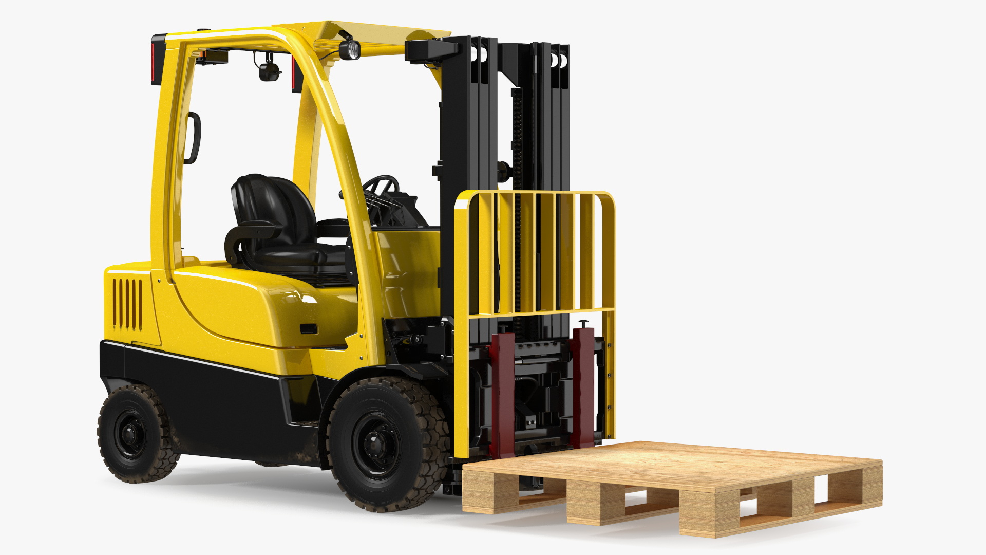 3D Industrial Forklift with Wooden Pallet model