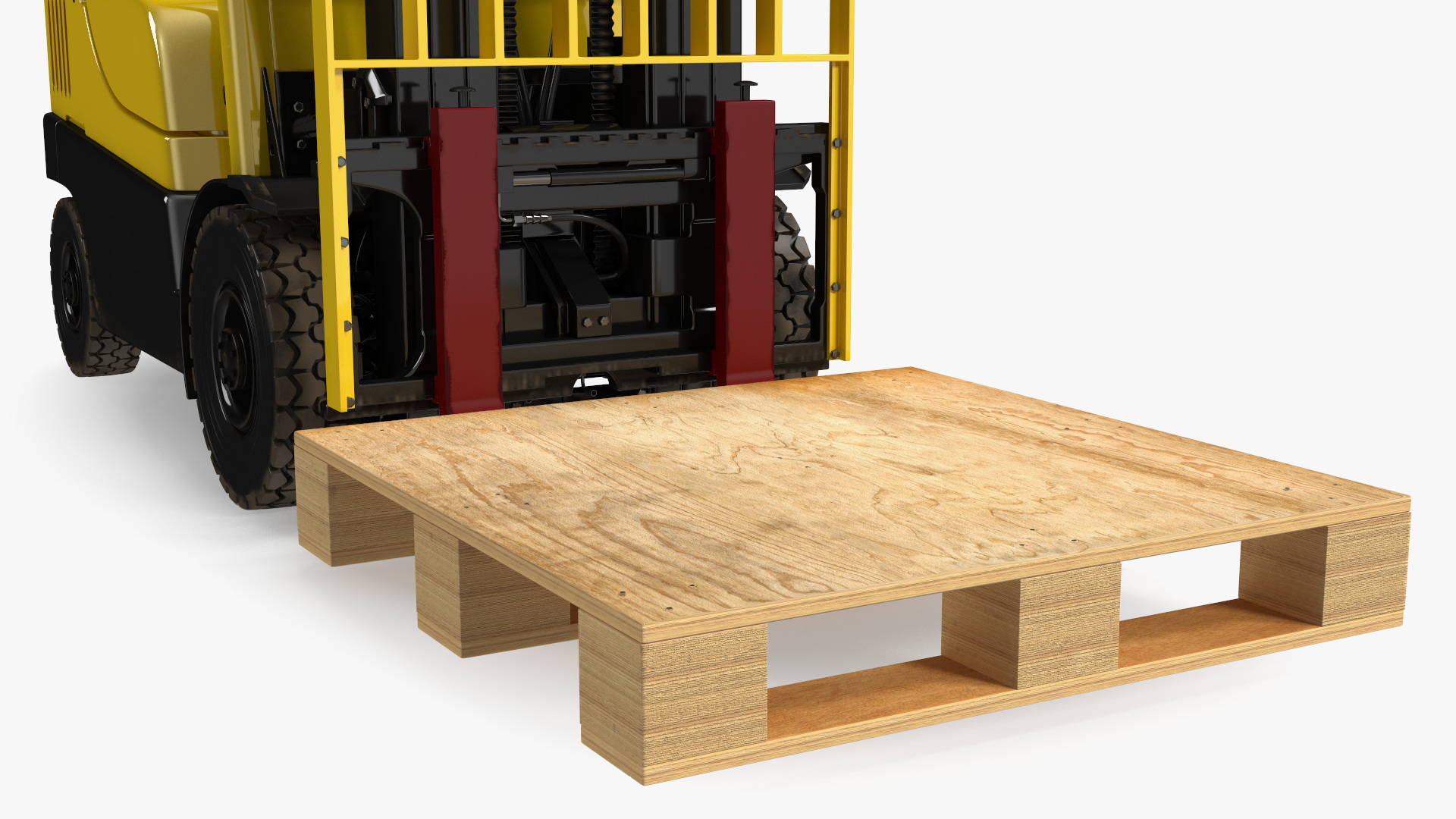 3D Industrial Forklift with Wooden Pallet model