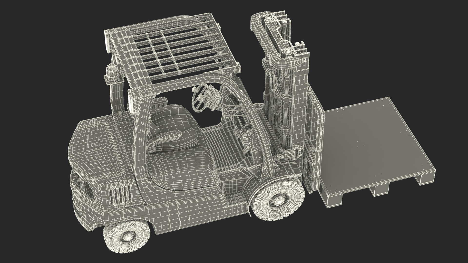 3D Industrial Forklift with Wooden Pallet model