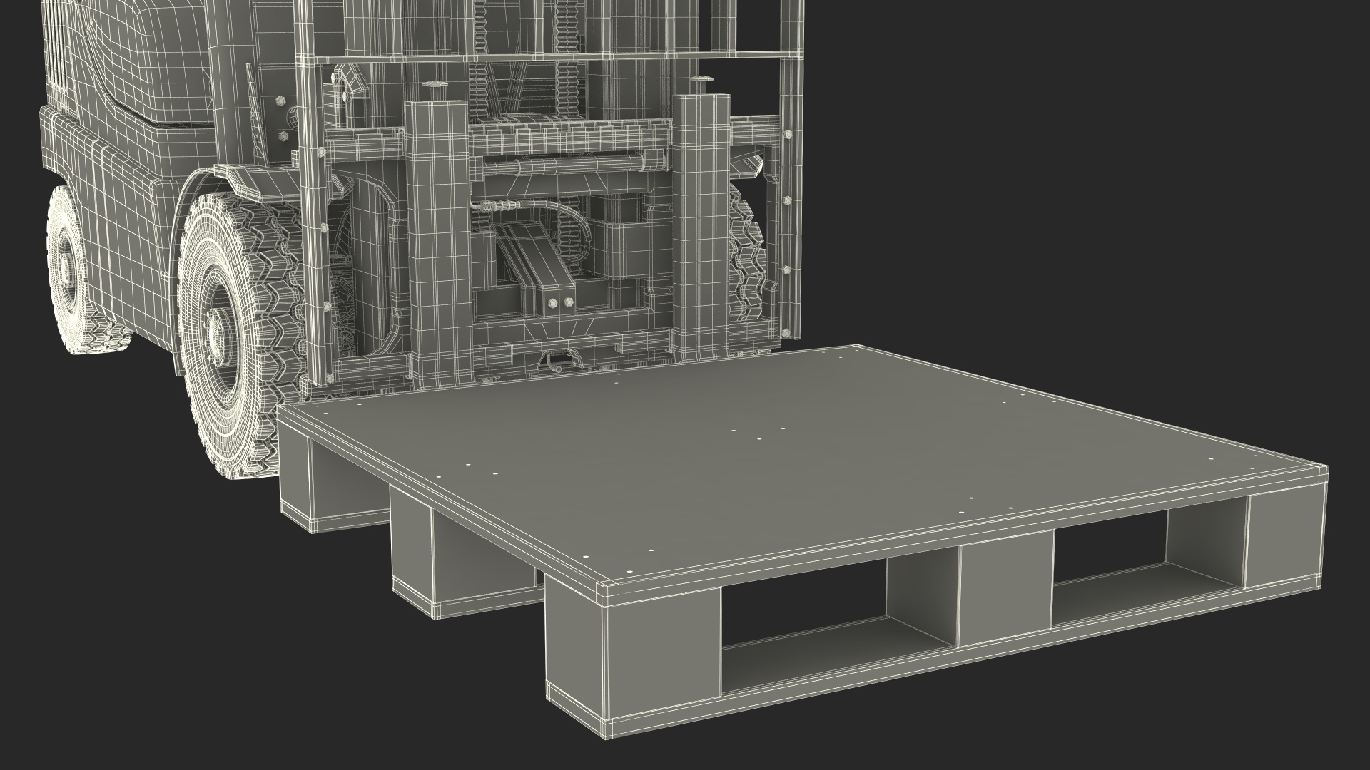 3D Industrial Forklift with Wooden Pallet model