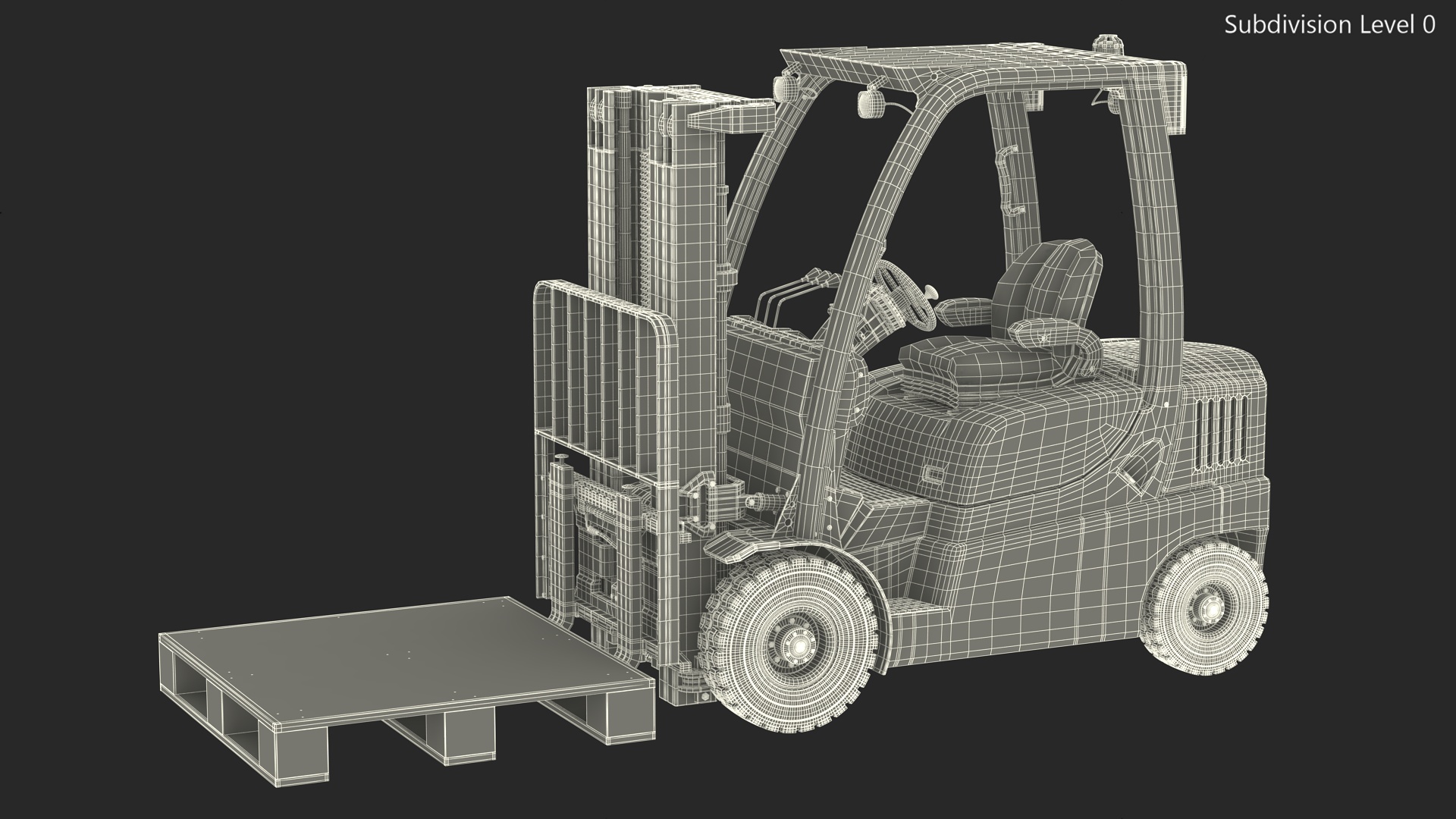 3D Industrial Forklift with Wooden Pallet model