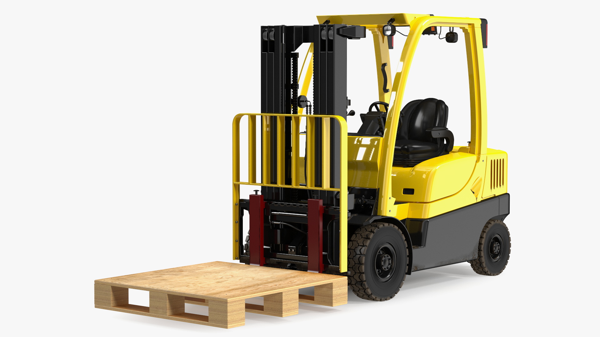 3D Industrial Forklift with Wooden Pallet model