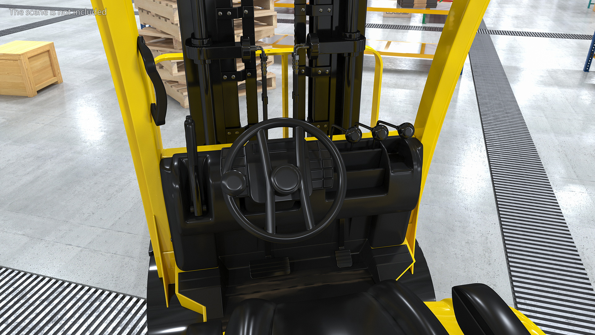 3D Industrial Forklift with Wooden Pallet model