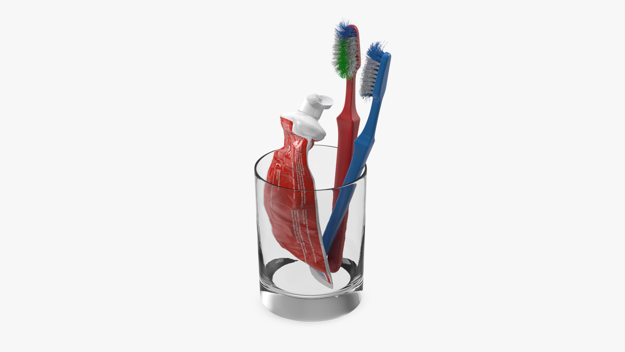 3D Glass with Used Toothbrushes and Toothpaste model