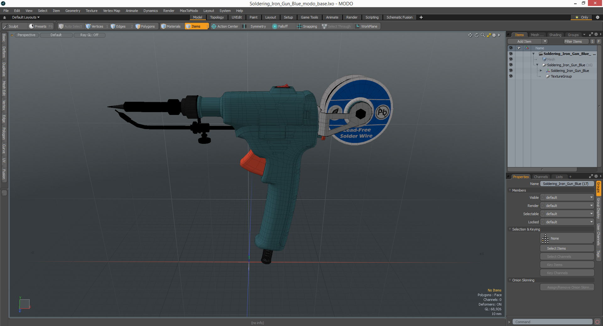 3D Soldering Iron Gun Blue model