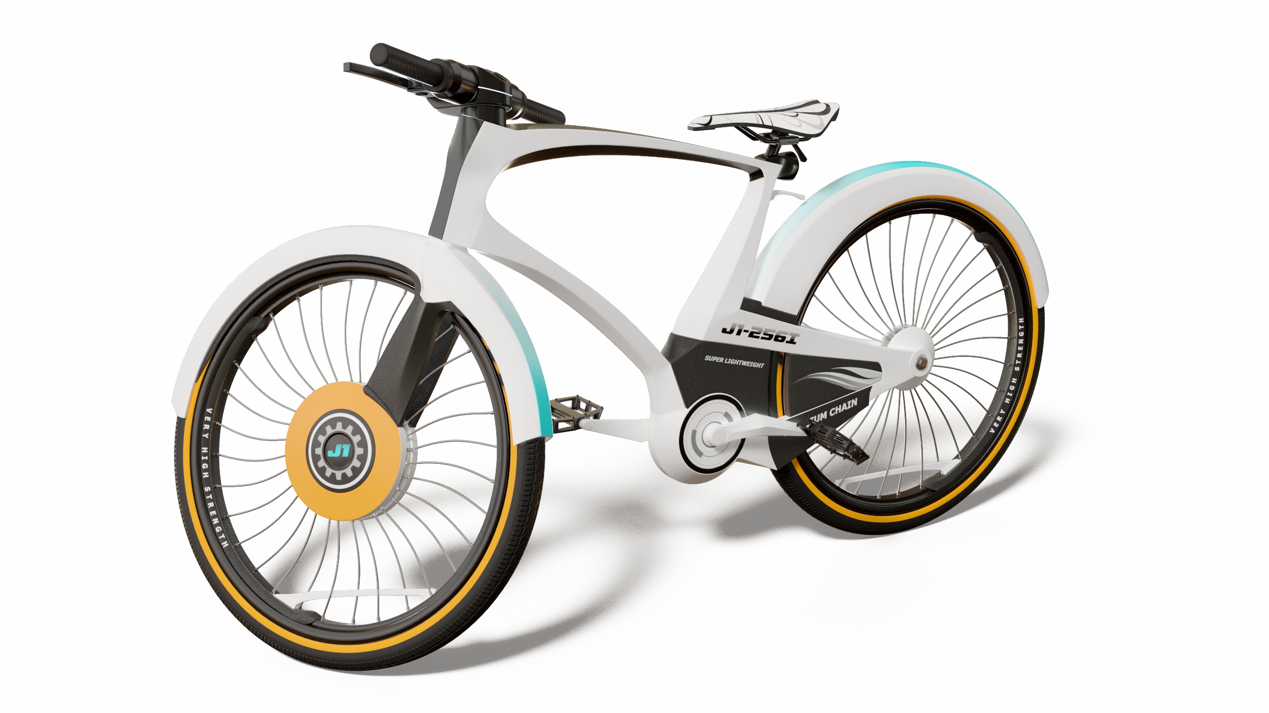 Futuristic Urban Bicycle White Rigged 3D